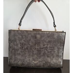 New Dune London Pocketbook Purse Faux Crocodile Embossed Print Gray W 2nd Strap